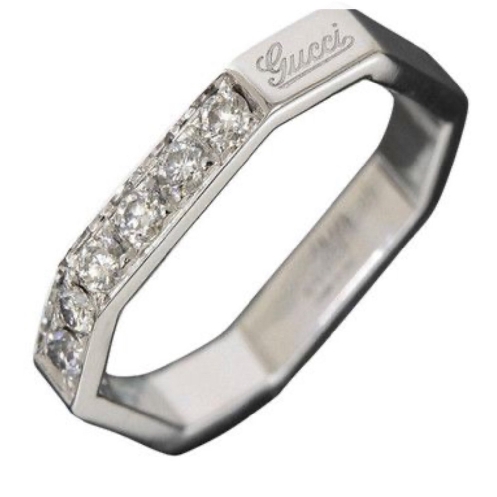 Gucci 18K White Gold 0.25ct Diamond Octagon Ring